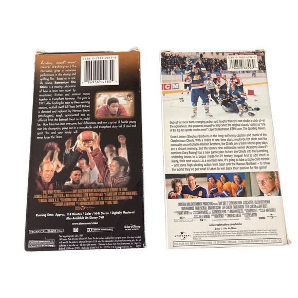 Remember The Titans Slap shot 2 VHS Tape Vintage Movie Y2K 90s 80s Electronics - Picture 2 of 2